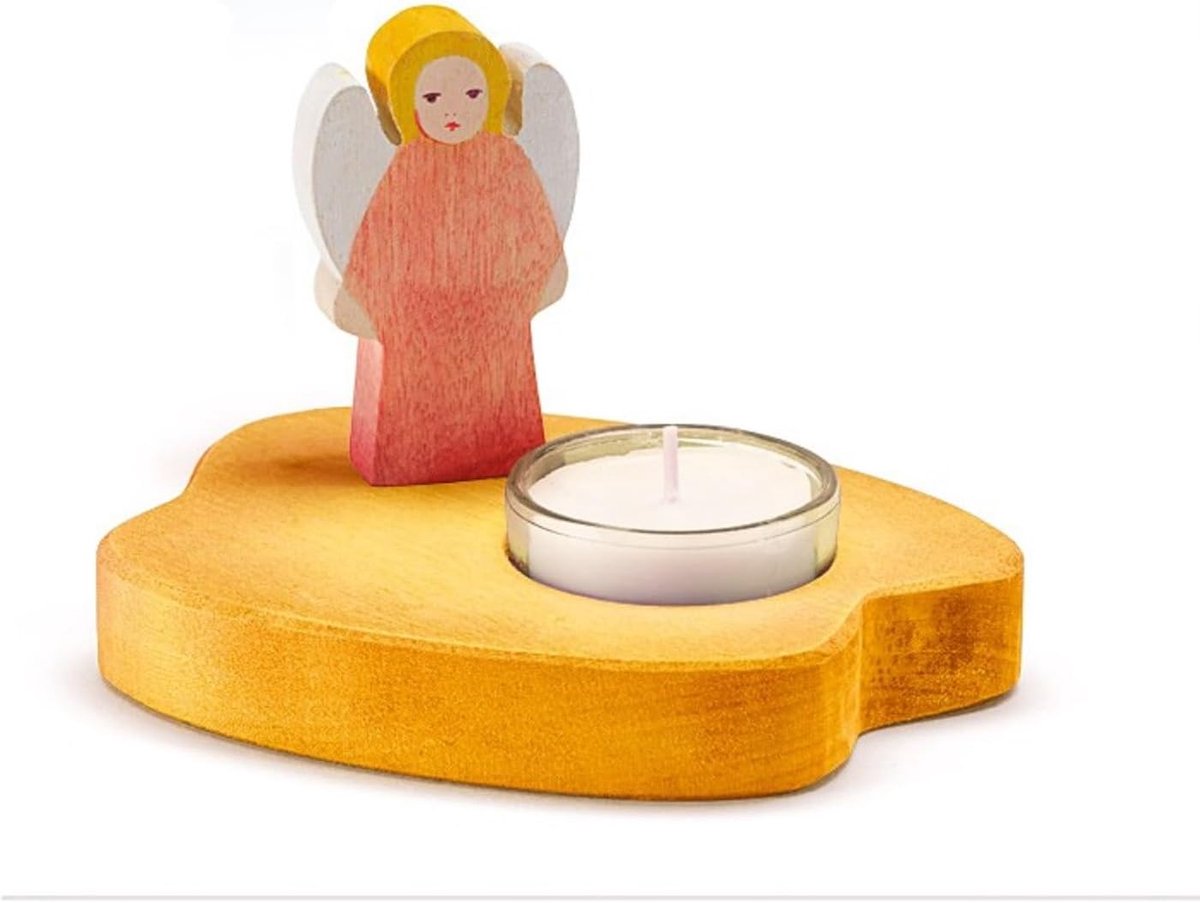 Kaarshouder Engel - Houten kandelaar - Sfeervol huis - Handbeschilderd design - 161 Gram - Rood