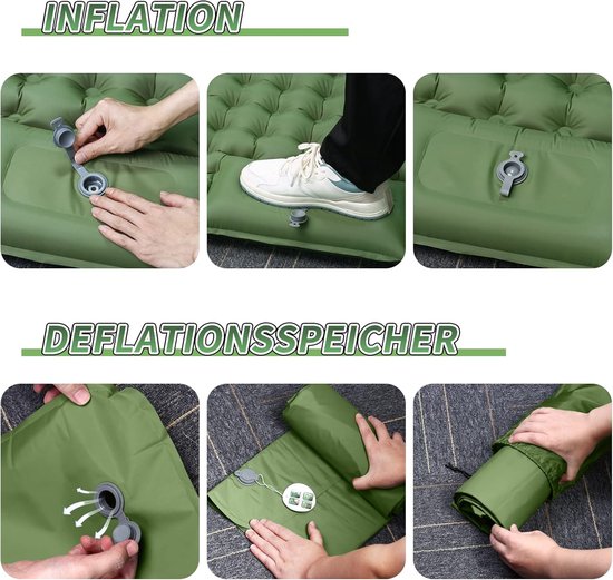 Zelfopblaasbare Campingmat met Voetpomp - Ultralichte Slaapmat met Geïntegreerd Kussen voor Kamperen & Backpacken — afbeelding 2