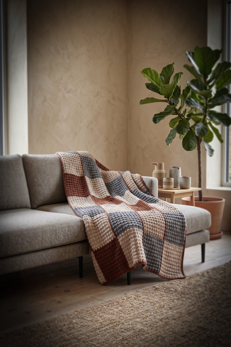 Corneeltje Wol - Haakpakket Plaid Nostalgische Lappendeken - Haken - Woondeken - DIY Haakpakket - DIY