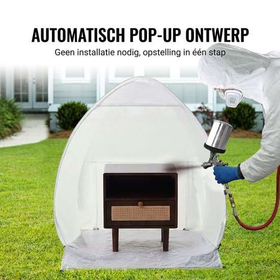 Pop-up Spuittent - Draagbare Spuitcabine - Verftent - Opvouwbaar - Snel Opzetbaar - Met Afzuigraam - Lichtgewicht - Ruim - Voor Binnen - 101,6x88,9x101,6 cm - 1 Stuk - Wit — afbeelding 2