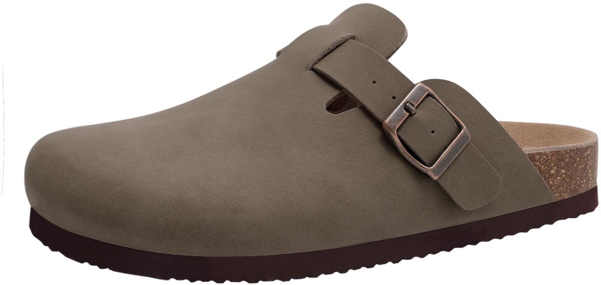 Olanly - Unisex clogs – PU – Comfort slippers – Houten clogs - Bruin - 36 - Geschikt voor een voetlengte van 22,9cm