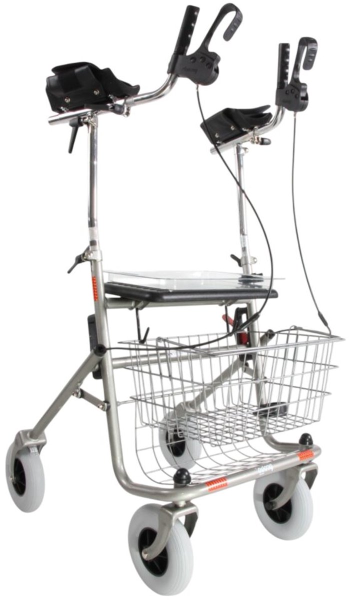 Premis - Rollator - met Bredere onderarmschalen (Steunen) - Belastbaar tot 120 kg - Inklapbaar - Metallic Titanium