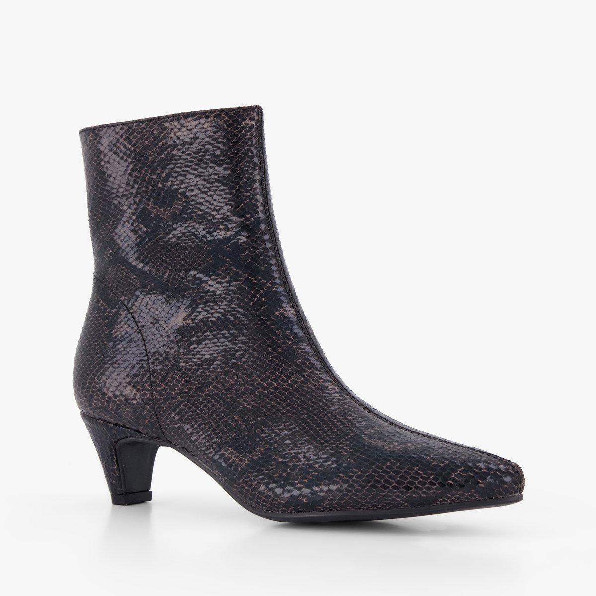 Blue Box dames slangenprint enkellaarsjes met hak - Bruin - Maat 38