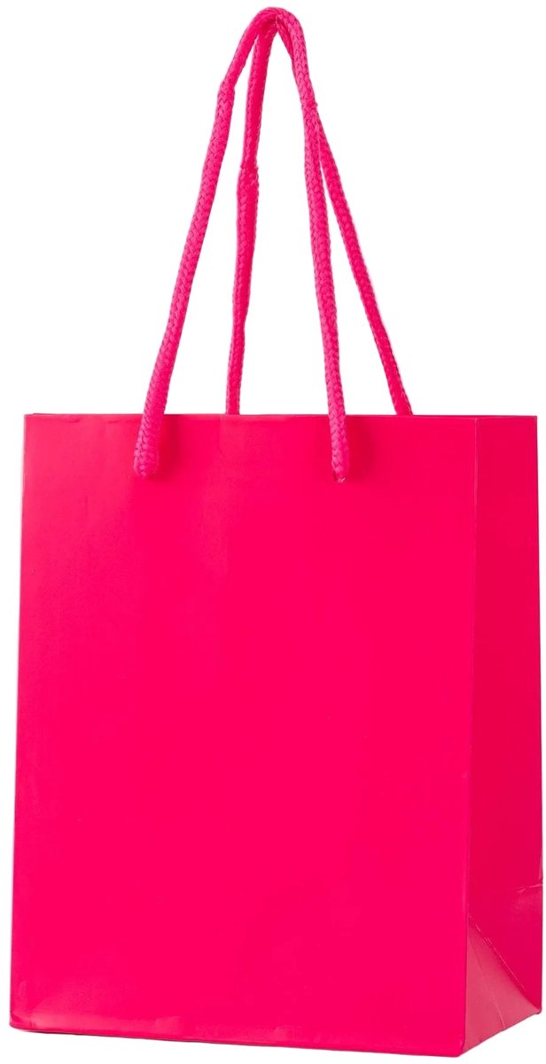 24x Luxe Papieren Koordtassen Hot Pink – 18x14x8cm – Stevige Cadeautassen & Verpakkingstassen