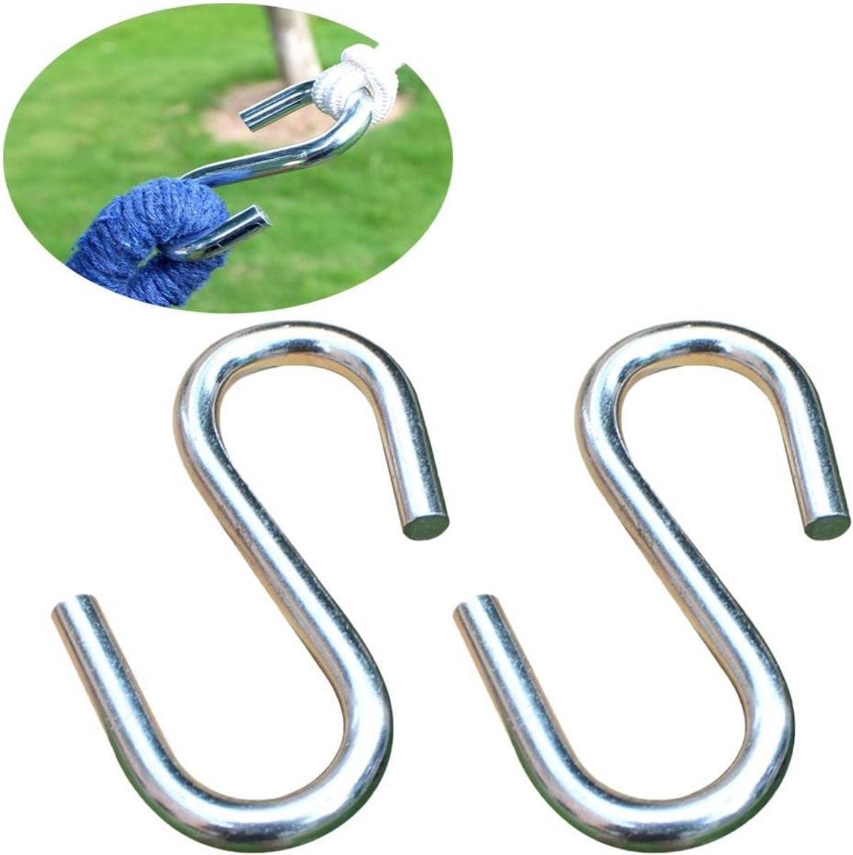 Zware metalen S-haak set van 2, ultra dikke S-vormige haken voor buitenhangmatten en tuinaccessoires