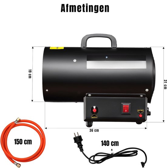 Lìon® Gaskachel - Gaskachel Camping - Gaskachels Met Gasfles - Zwart - 36cm x 18cm x 31cm van Lion — afbeelding 2