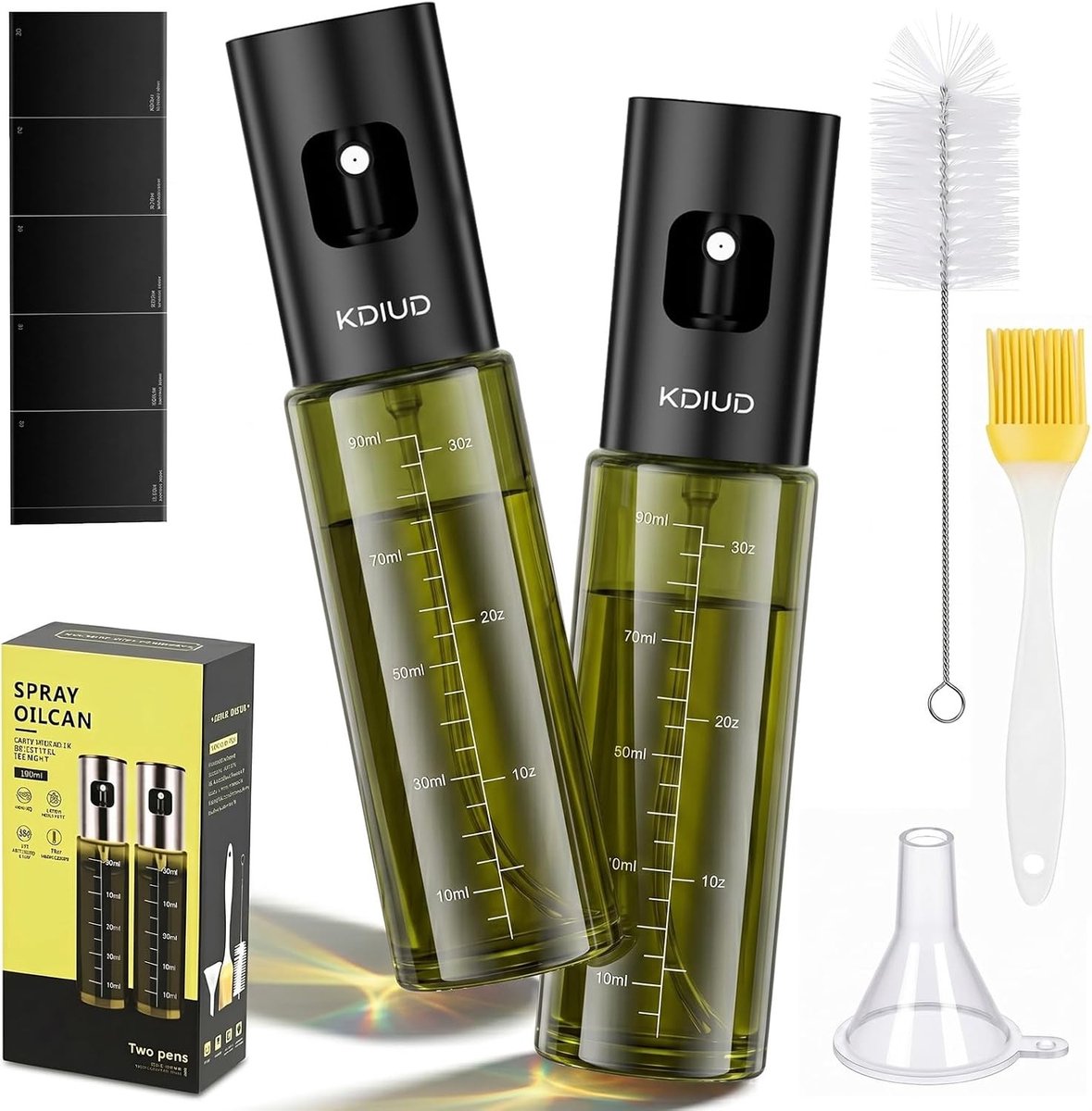 Olijfoliesprayer - Olijfkleurig - 100 ml - Roestvrijstalen Mantel - Voor Gezond Koken en Barbecue