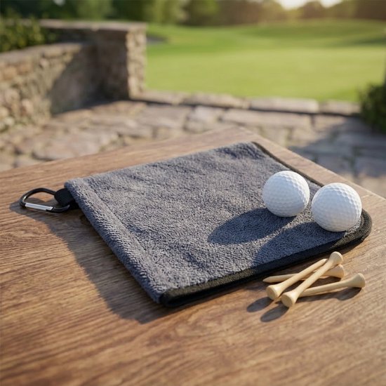 Golfhanddoek grijs microvezel golfhanddoek unisex met karabijnhaak opvouwbaar sneldrogend superabsorberend 15 x 15 cm compacte reinigingsdoek geschikt voor golfbag golf accessoires — afbeelding 4