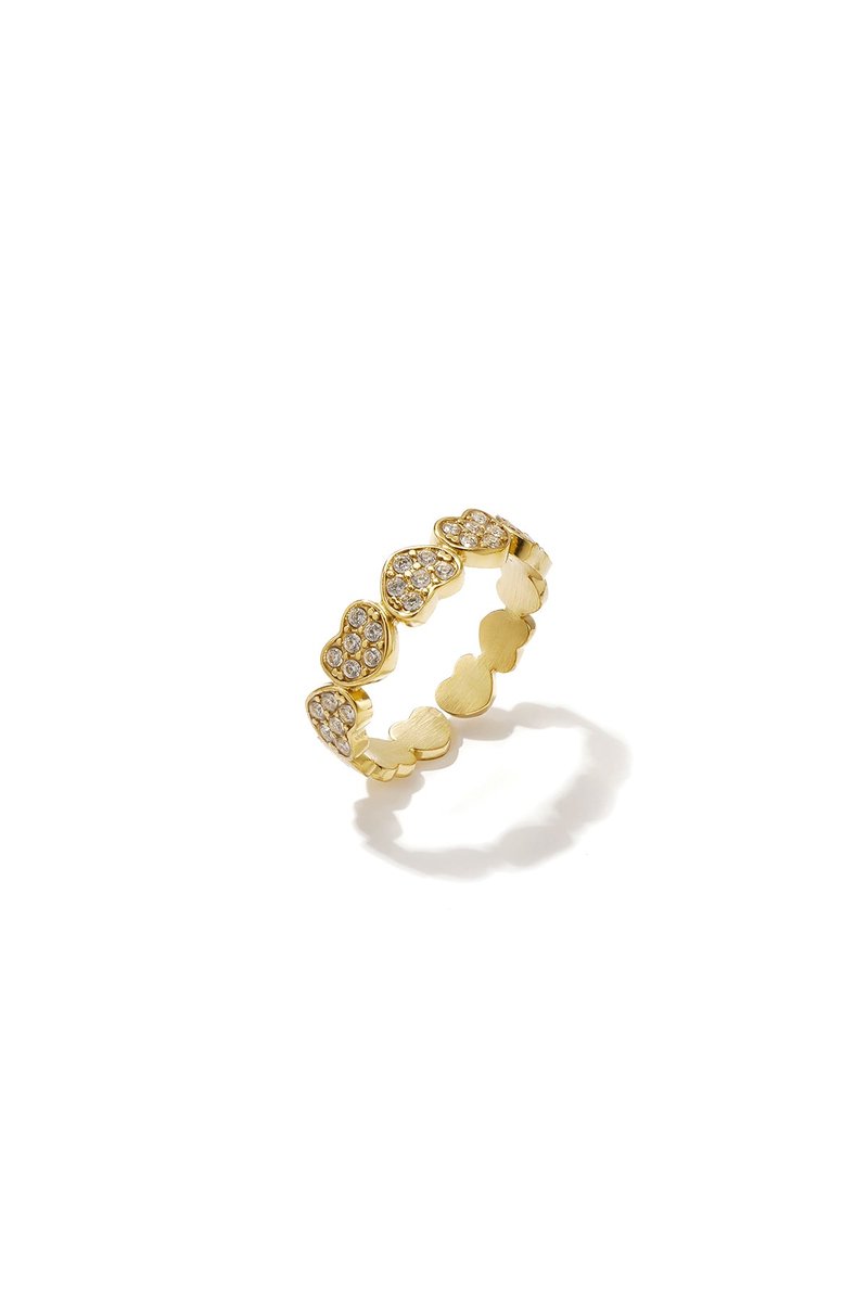 Lola - Hartjes Ring - Strass - Stainless Steel - - Zilver