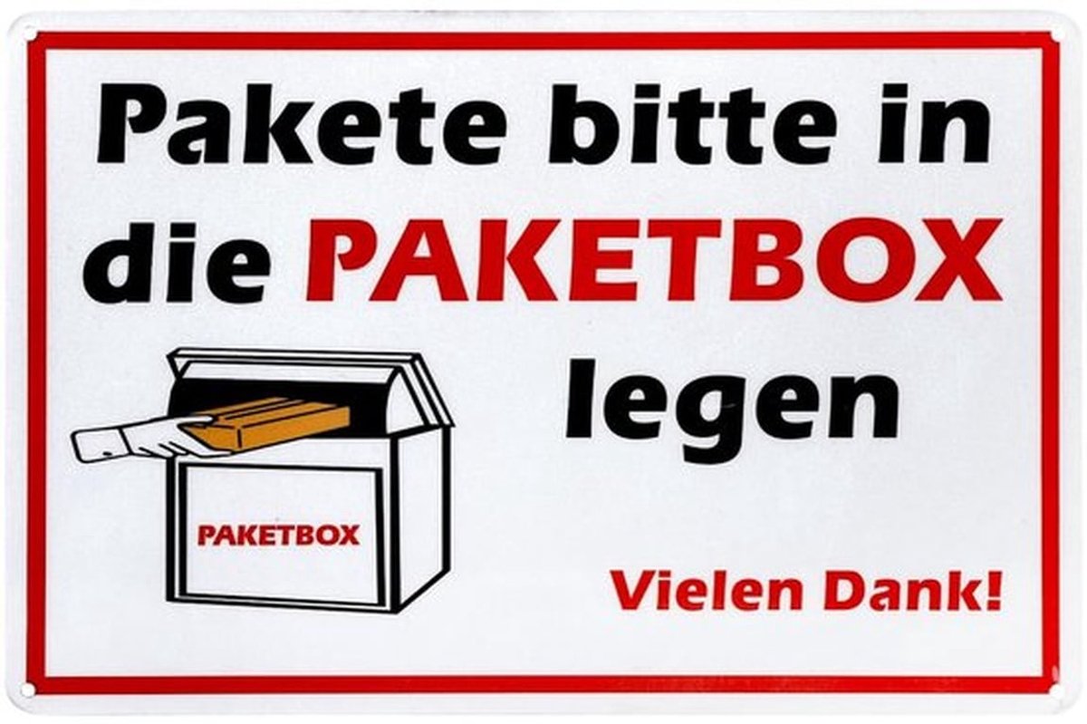 Pakketbox UV-bescherming - Pakketdoos - Pakketbox sticker - Aluminium bord - 20 x 30 cm - Duidelijke slogan