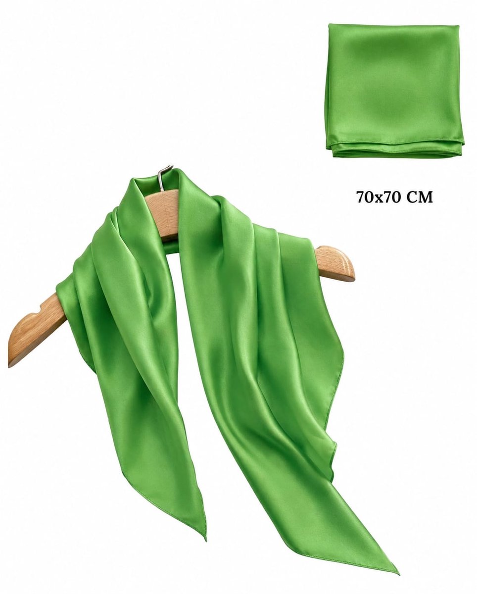 Dames sjaaltje silk feeling Groen licht- 70x70 CM - Youhomy accessoires Fashion Zijde zachte Sjaaltje- Hoofdsjaal - Cadeau voor vrouwen ,dames- Stewardess Sjaaltje| Moederdag cadeau| Valentijnsdag cadeau