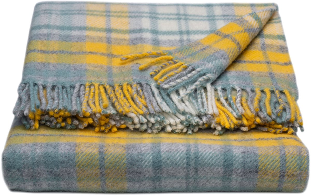 WOOOL Luxury Plaid - COTTAGE CHECK (Ocean) - 150x183cm