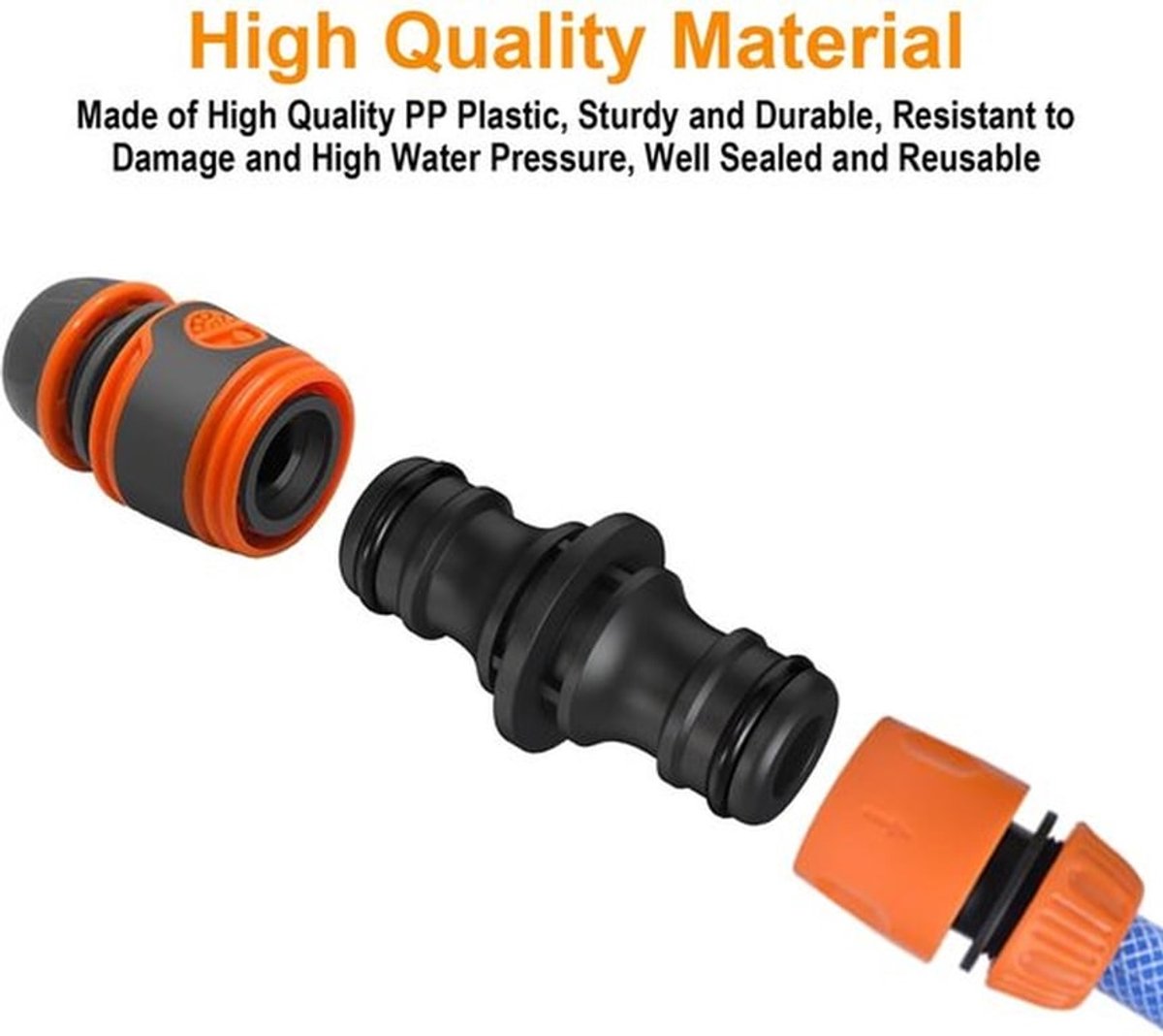 Slangkoppeling 1/2-inch - Slangconnector - Set van 4 - Duurzaam - Corrosiebestendig - Eenvoudige aansluiting