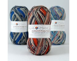 Performance Sockwol Prime Multi - grijs/roestbruin(15) - Sokkenwol - 3 bollen van 50 gram - naalden 2/3 mm