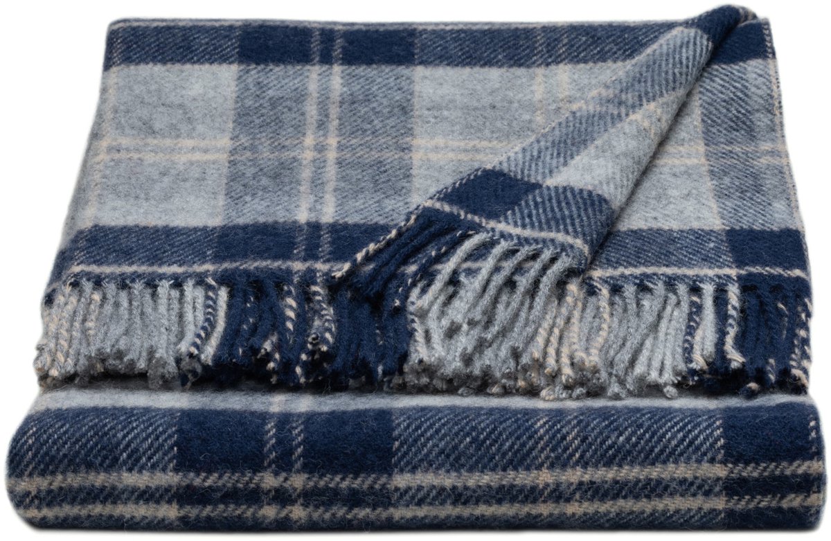 WOOOL Luxury Plaid - TARTAN (Navy Bannockbane) - 150x183cm