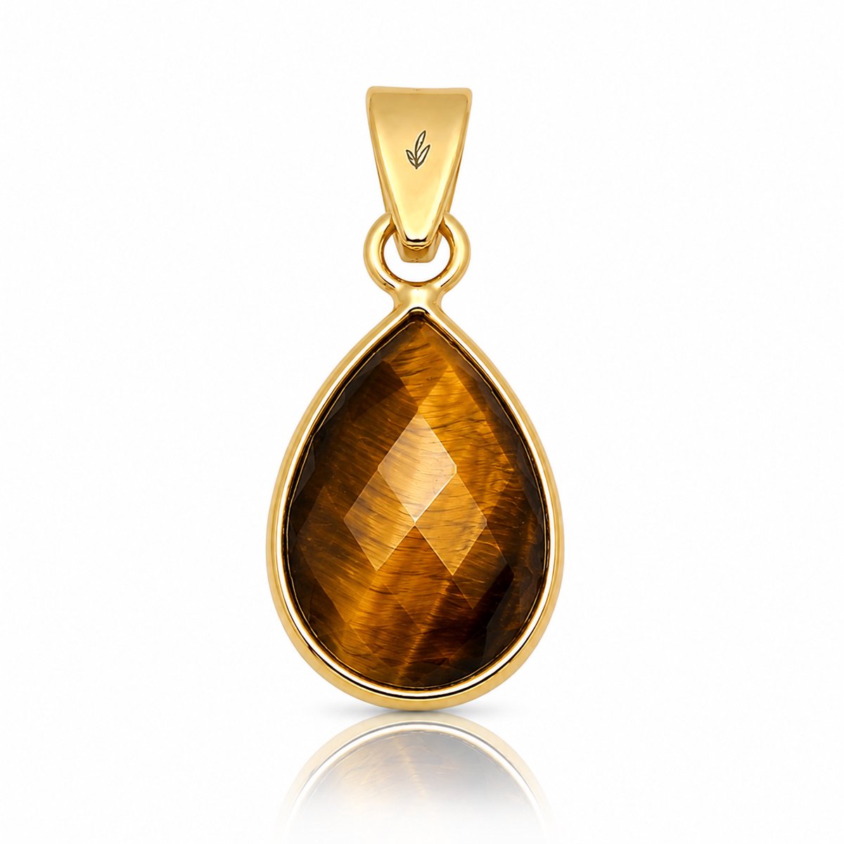 Natuursieraad - 925 sterling zilver goldplated tijgeroog ketting hanger - Edelsteen sieraad - handgemaakt