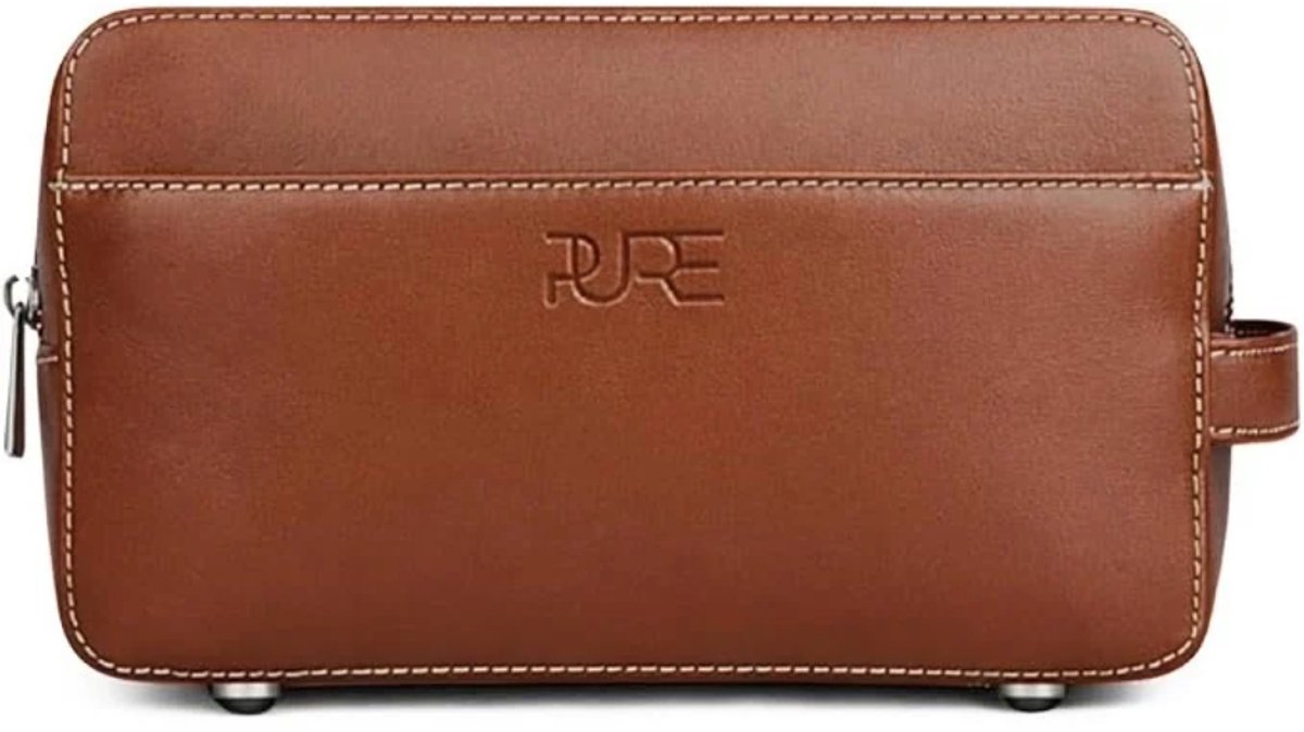 PURE Studios - Grote Leren Toilettas - Cognac