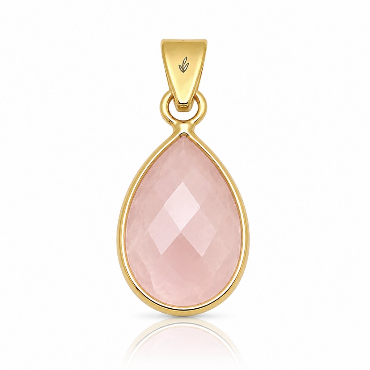 Natuursieraad - 925 sterling zilver rozenkwarts goldplated ketting hanger - luxe edelsteen sieraad - handgemaakt