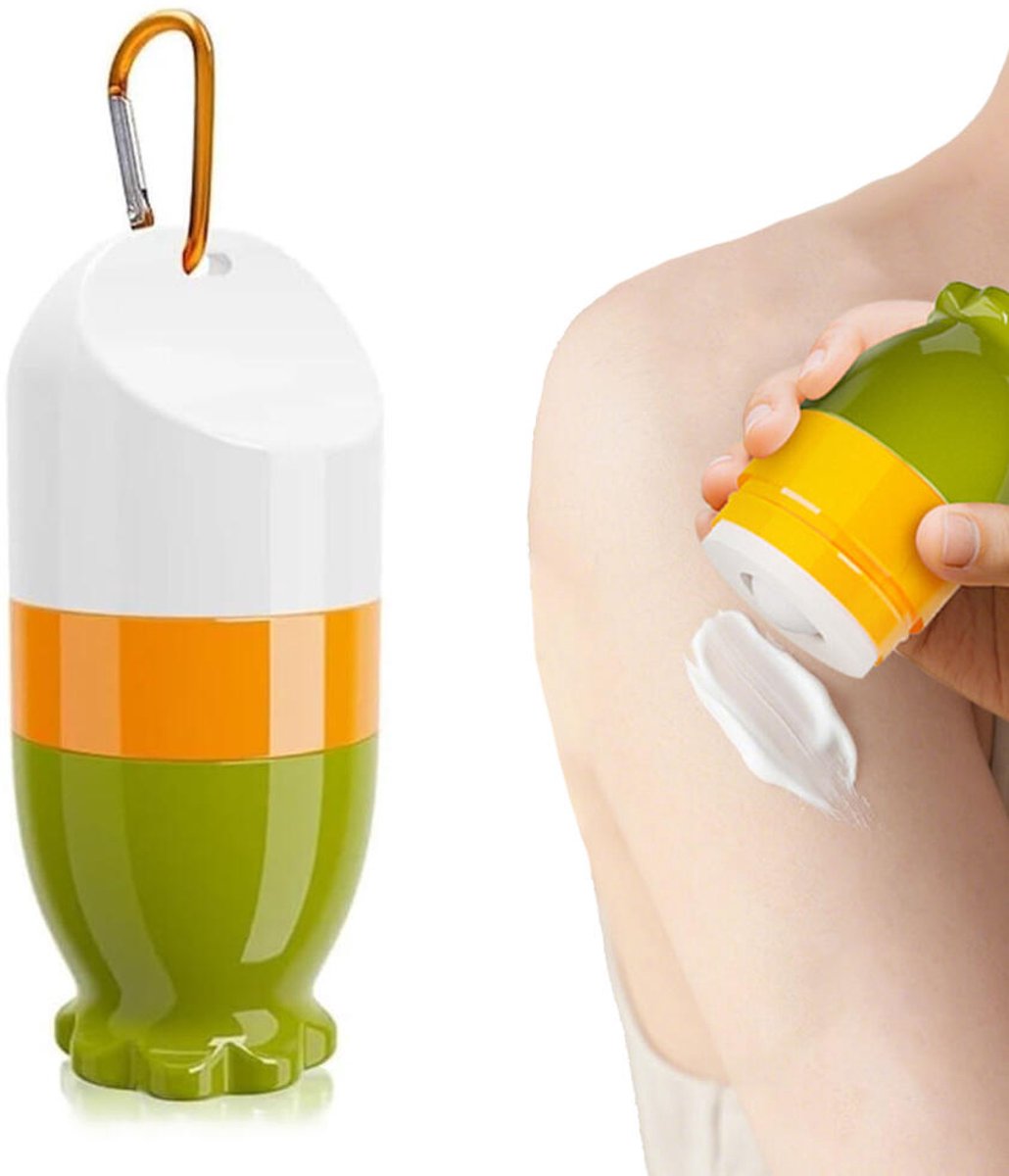 Zonnebrandcrème Applicator - Zonnebrandroller - 100 ml - Zonnebrandkwast - Lotionapplicator - Body Roller - Herbruikbaar - Zonnebrand Applicator - Met haak - Hervulbare Zonnebrandcrème Applicator - Zonnebrand kwast - Draagbaar - Groen