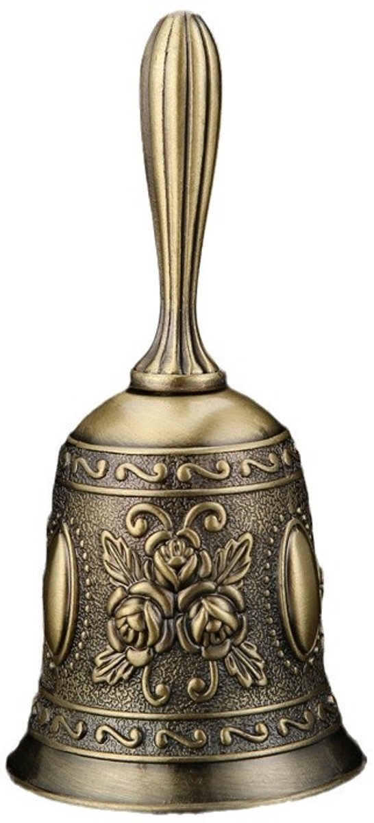 Handbellen - Set van 2 - Tafelbellen - 11,5 x 5,5 cm - Metalen bellen - Ontvangstbel - Luid geluid - Handbellen voor volwassenen - Goud/Brons