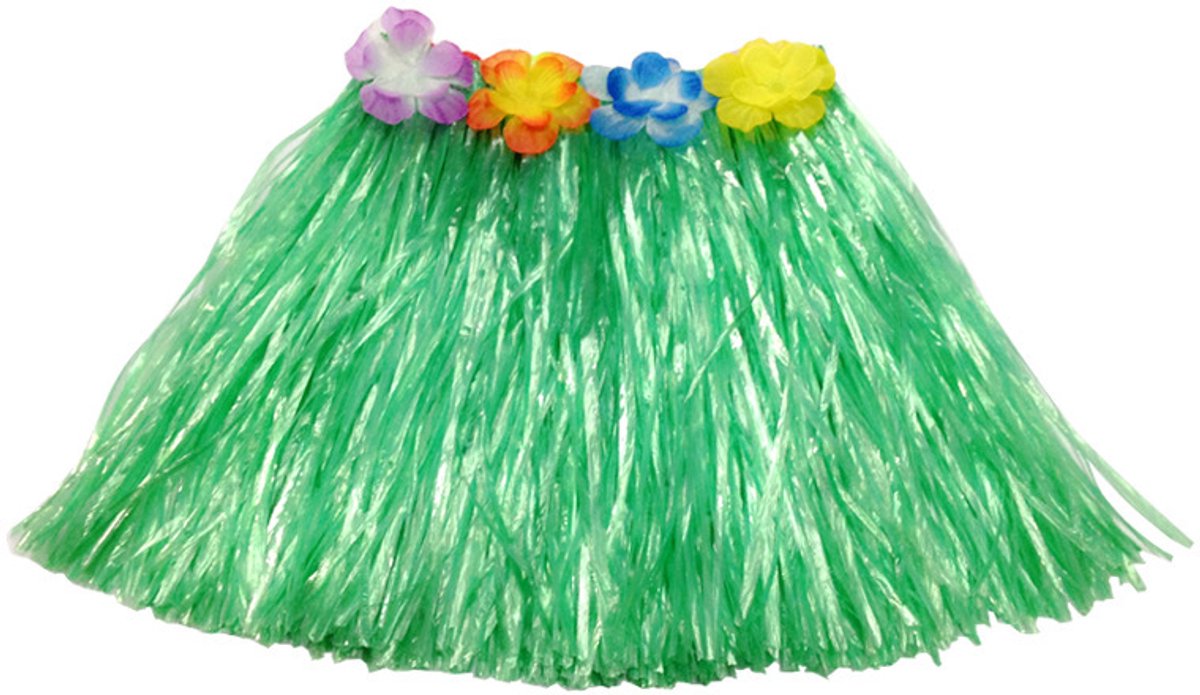 Go Go Gadget - Hula rokje - Raffia rokje - 40cm - Hawaii thema - Volwassenen - Unisex - One size - 1 stuk - Groen