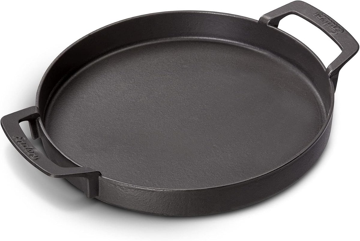 Plancha barbecue - Zwart - Gietijzeren Grillpan met Extra Hoge Rand - Voor Barbecue en Buiten