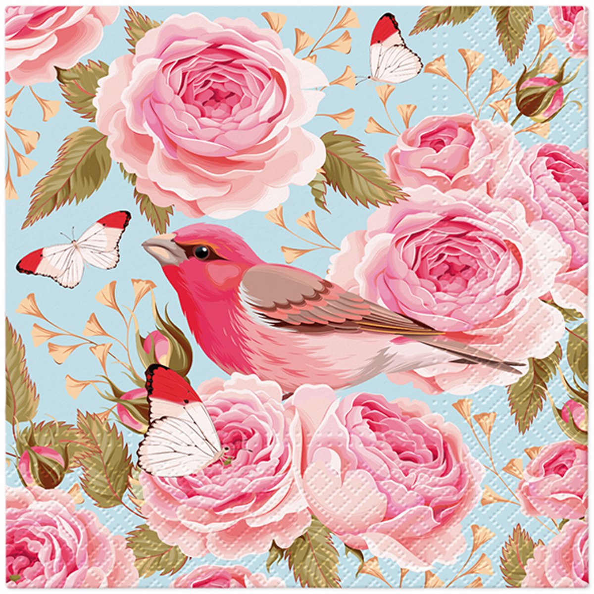 Lunch servetten English Roses Bird - Tete a tete - 33x33 cm