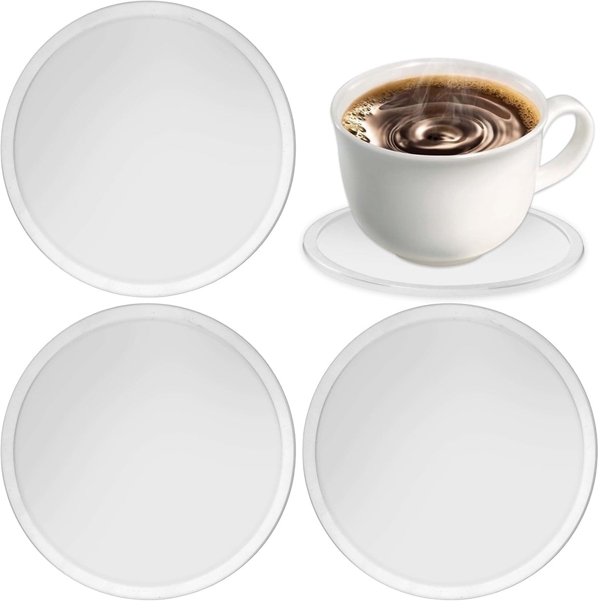 3 stuks -placemat-onderzetters-placemats rond- placemats Siliconen - ronde place mats hitte bestendig - Wasbaar, hittebestendig, antislip-Tafeldecoratie-Geschikt voor feestjes, keukens en eetkamerdecoratie- Rond-10cm-Wit