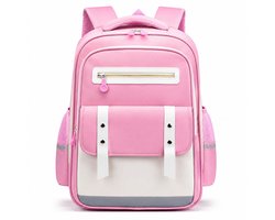Kinderrugzak Ergonomisch, Schooltas voor Jongens en Meisjes met Borstriem en Reflecterende Strepen, Waterafstotende Rugzak voor Basisschool (Groep 3-6), Grote Capaciteit Boekentas met Meerdere Vakken, Lichtgewicht Schooltas (roze,43x30x16 cm)