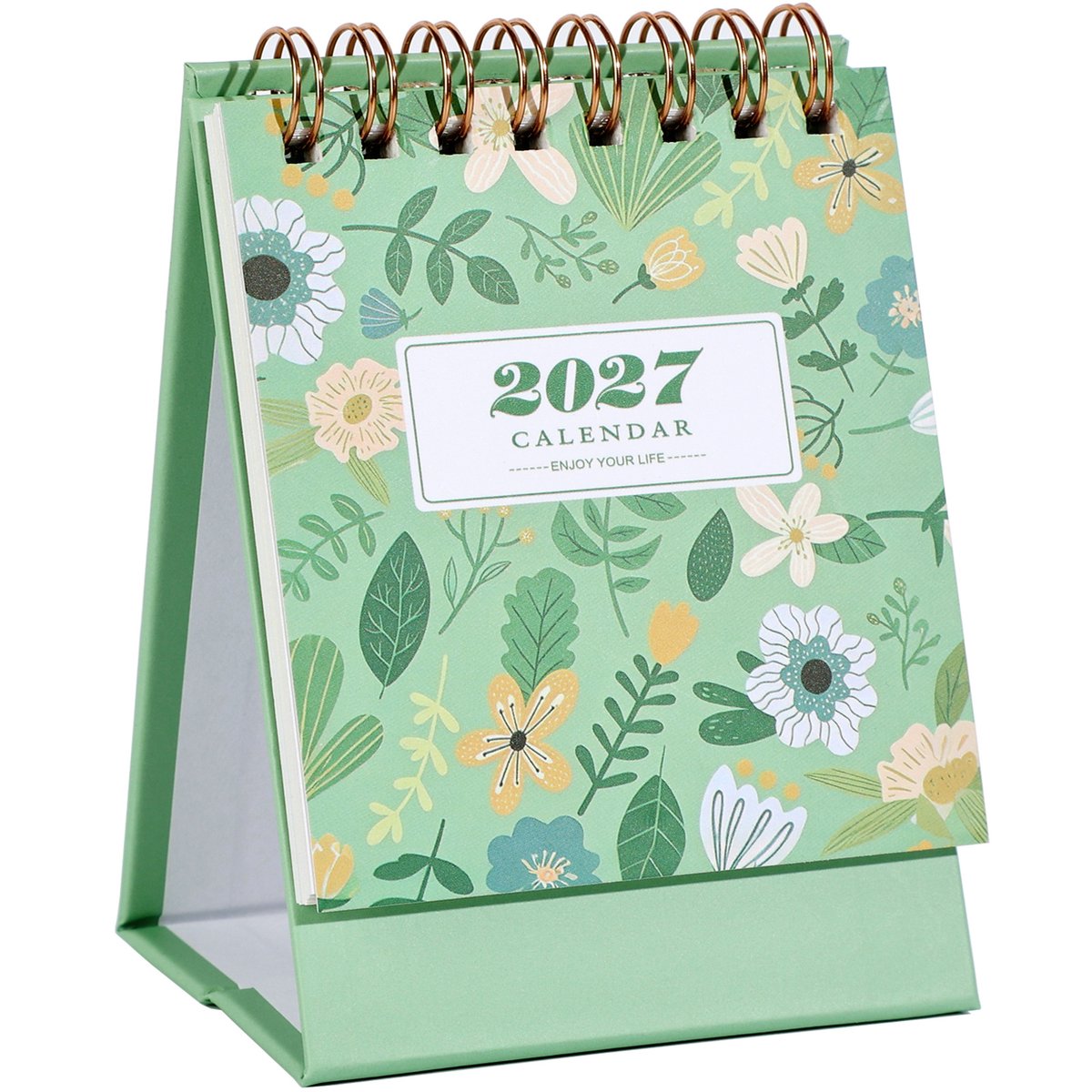 Kleine bureaukalender 2026–2027 – Bureaukalender - Kalender - Loopt van juli 2026 tot december 2027 – Mini-bureaukalender voor 18 maanden – 7.6x12CM - Geschikt voor school, thuis en kantoor - Groen