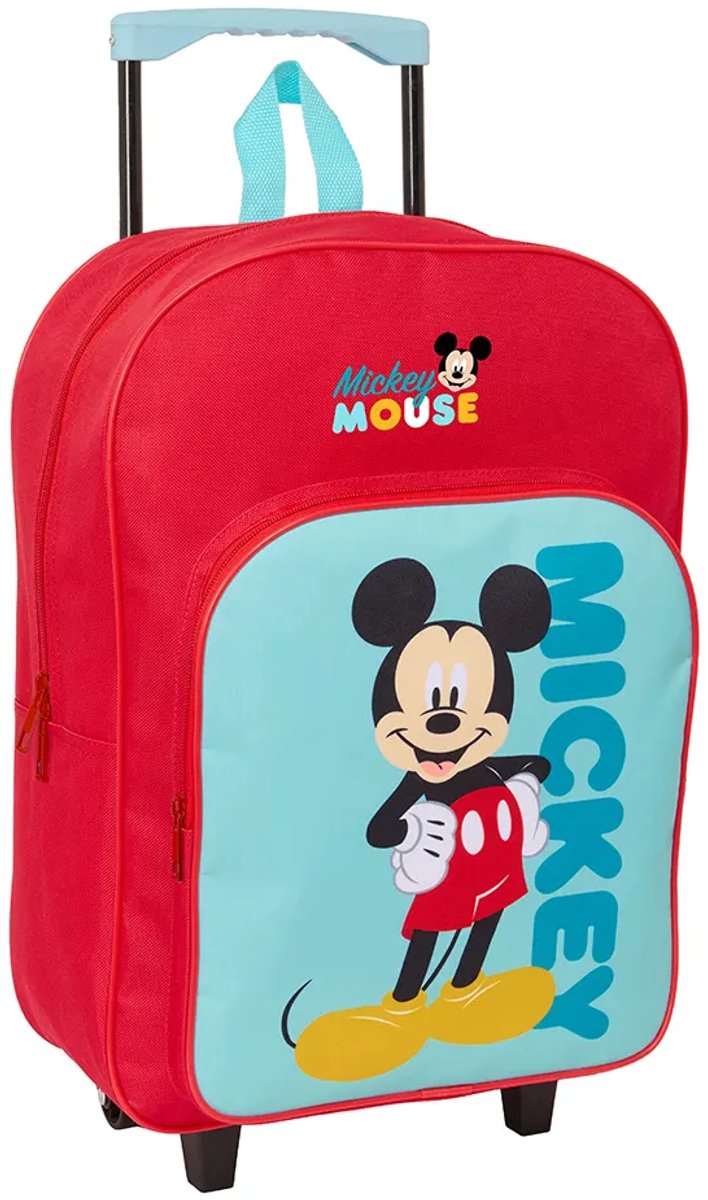 Schoolrugzak met Wielen Mickey Mouse Blauw Rood 32 x 42 x 14 cm