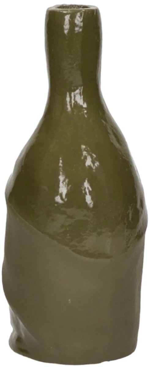 Pomax Sabi vaas aluminium D9.5cm H21.5cm olijfgroen