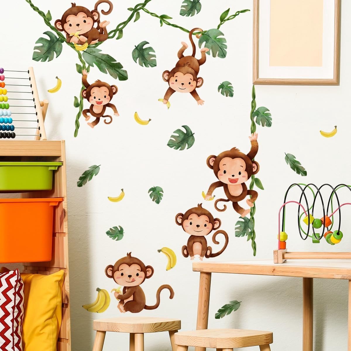 Jungle dieren wanddecoratie met boom en klimop voor kinderkamer, peuterbedroom en safari thema