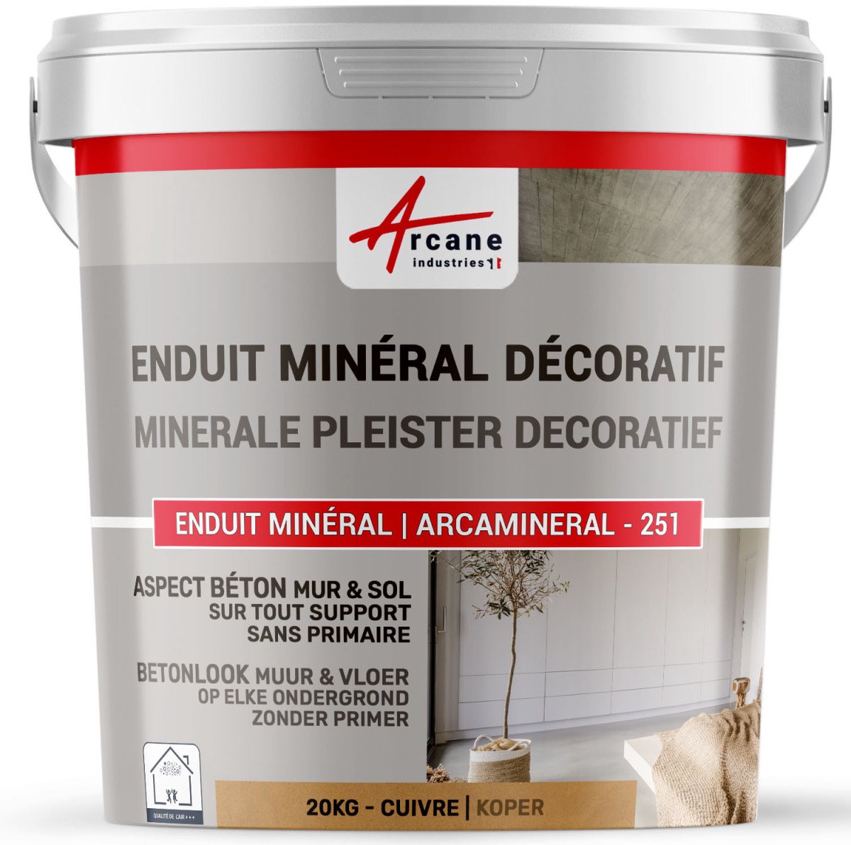 DECORATIEVE GEKLEURDE MINERALE PLEISTER MET BETONASPECT - decoratieve muur- en vloerpleister
