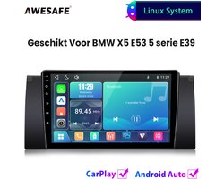 Awesafe Autoradio - Geschikt Voor BMW X5 E53 5 serie E39 - Draadloos Carplay Android Auto - Linux systeem - Touchscreen - Bluetooth Wifi