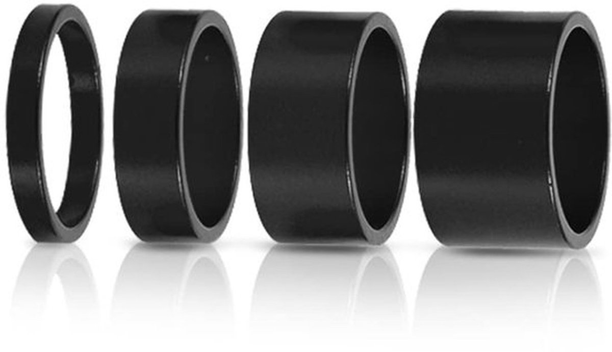 Earphone Spacers 4 Stuks - Aluminium Legering - 5mm/10mm/15mm/20mm - Geschikt voor Fiets Voorvork - Duurzaam en Robuust - Lichtgewicht en Eenvoudig te Installeren - Bike Spacers