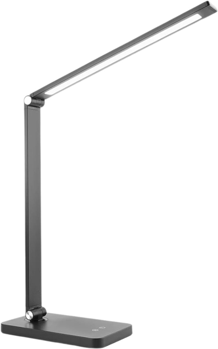 QUOVO® Bureaulamp led dimbaar daglicht - USB oplaadbaar - 5 kleurenfuncties - Daglichtlamp - Touchscreen - Lichttherapielamp - Hobby lamp voor schilderen, puzzelen – UV-Vrij - Tafellamp/lamp staand - Zwart - 11cm x 18cm x 38cm