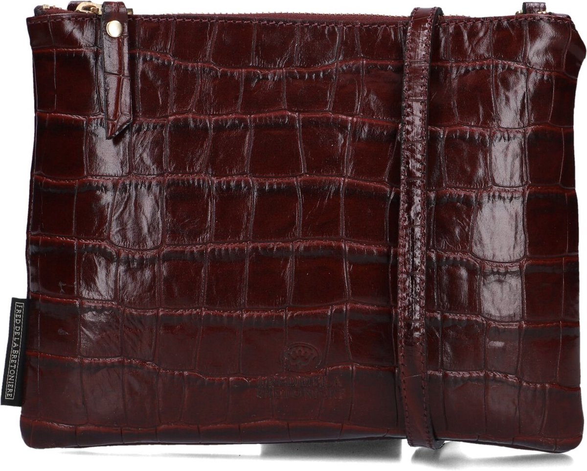 Fred De La Bretoniere - BREGJE Crossbody Croco Print Leather Bordeaux Red - Maat One Size