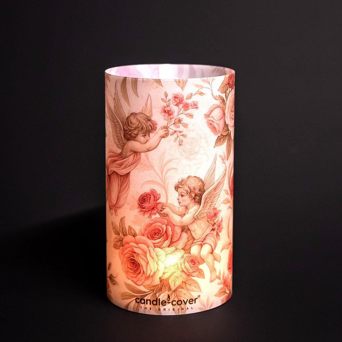 Candle-Cover - Angels - Engelen - trendy omhulsel voor (oplaadbaar) theelicht en waxinelicht - windlicht - 9 cm rond - 16 cm hoog