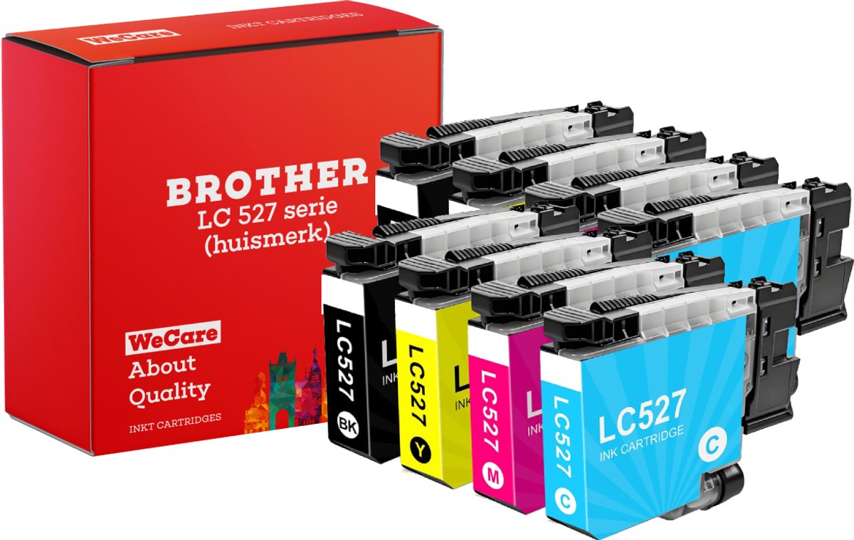 8-pack | Inktcartridges Geschikt voor Brother LC-527 | Multipack van 4 stuks Geschikt voor Brother MFC-J4350DW - J4550DW - J6960DW - J6977DW