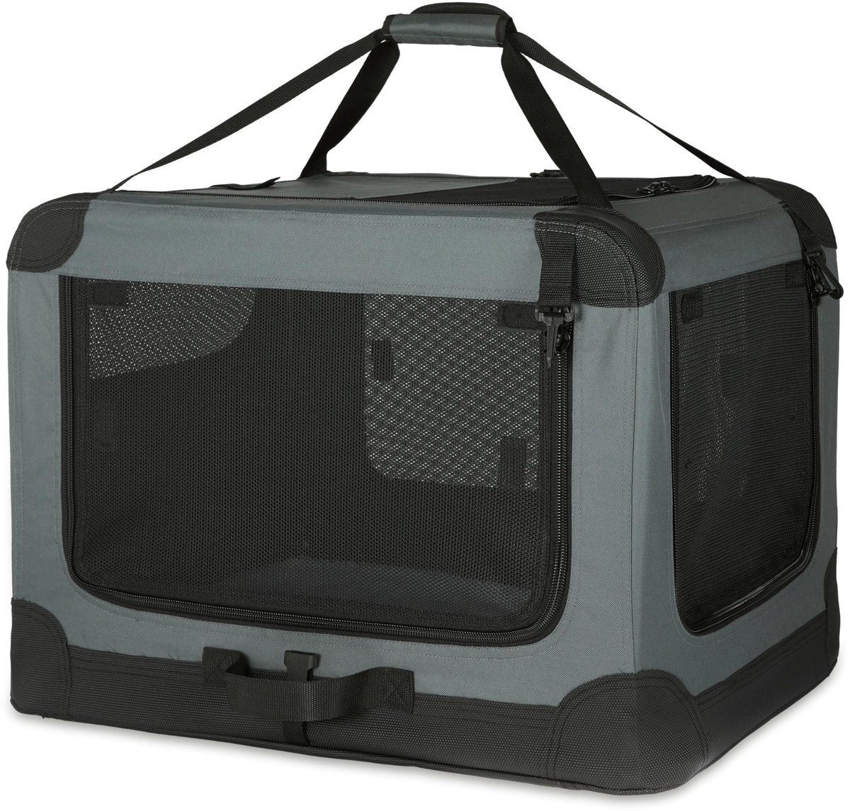 Famanu – Draagbare opvouwbare reiskennel met 4 deurtjes en zachte zijkanten, L 91 x 61 x 61 cm
