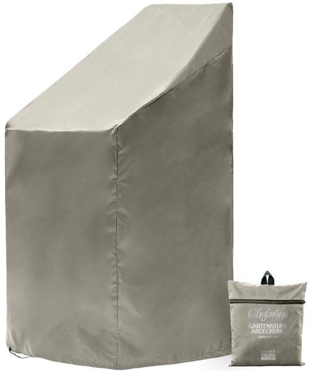 Famanu – Tuinstoelafdekking van 67 x 67 x 110 cm, waterafstotende beschermhoes voor stapelstoelen, 250D polyester, winterbestendig met trekkoord en opbergtas