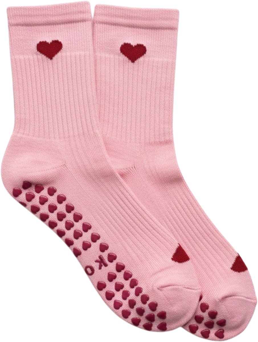 KORRHAUS Pink Heart Pilates Gripsokken
