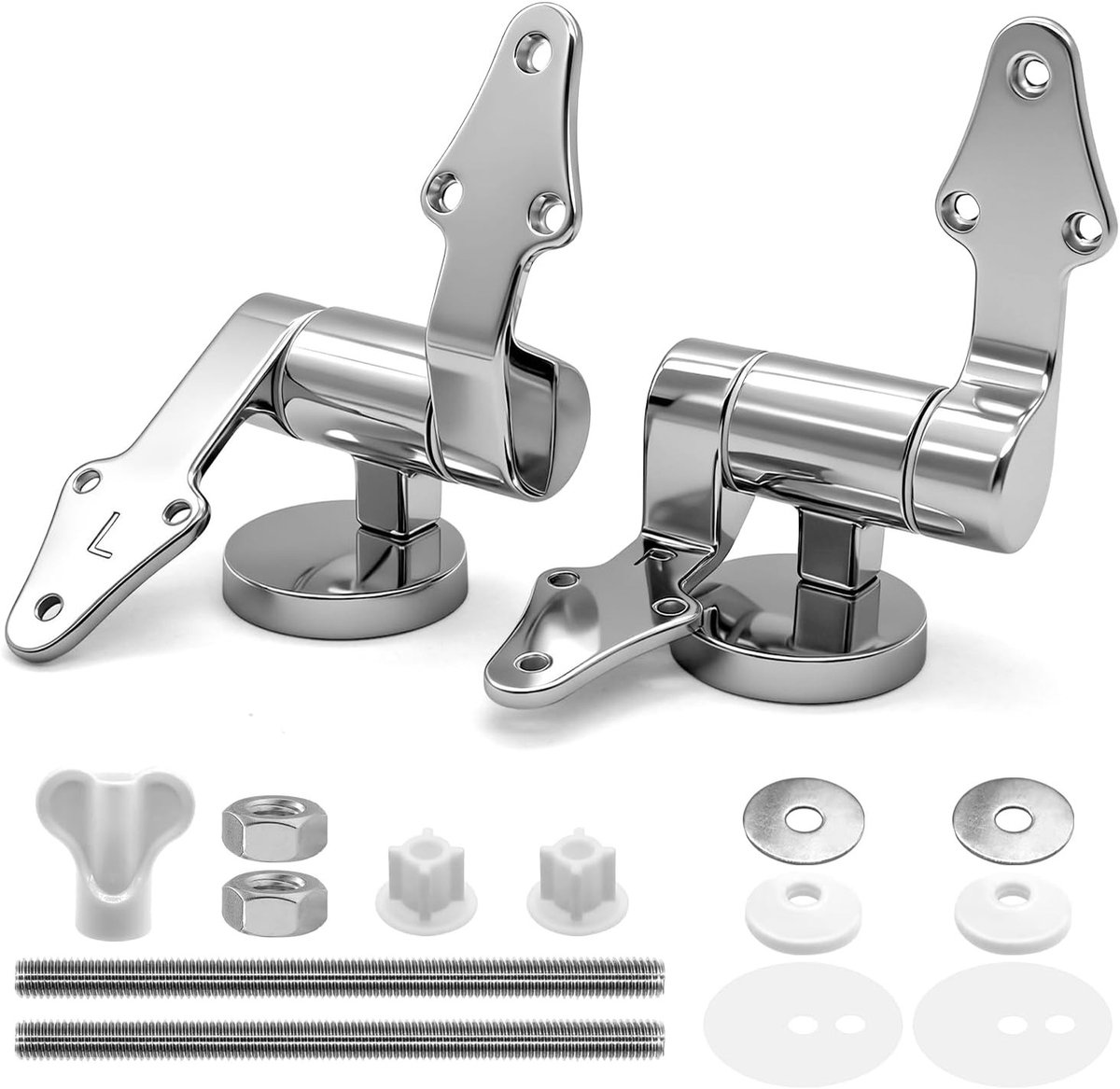 Wc-bril met softclose - Zilver - Toiletzitting scharnieren met bevestigingsset - Zinklegering - Voor universeel gebruik