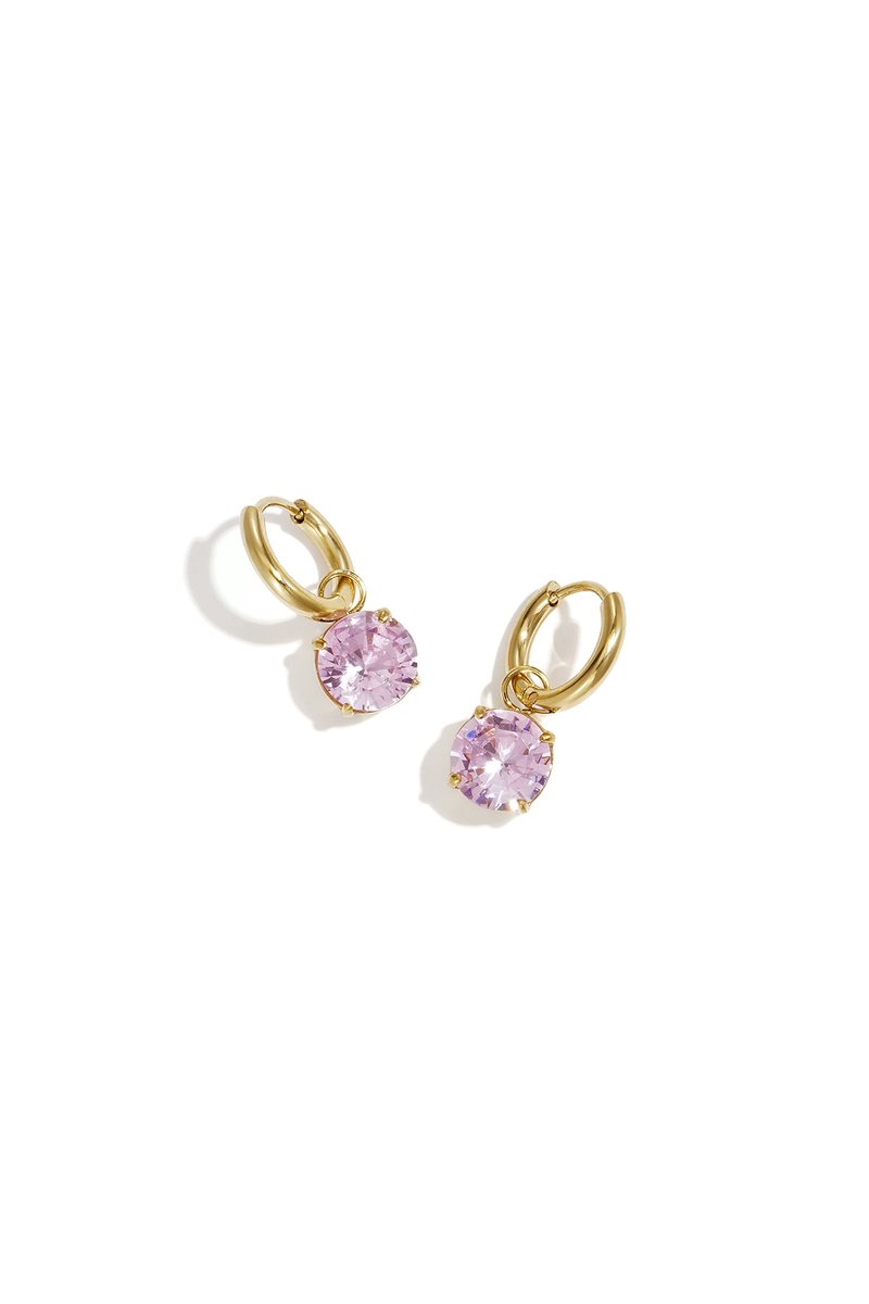 Lumé - Oorbellen - Zirkonium - Stainless Steel - - Roze