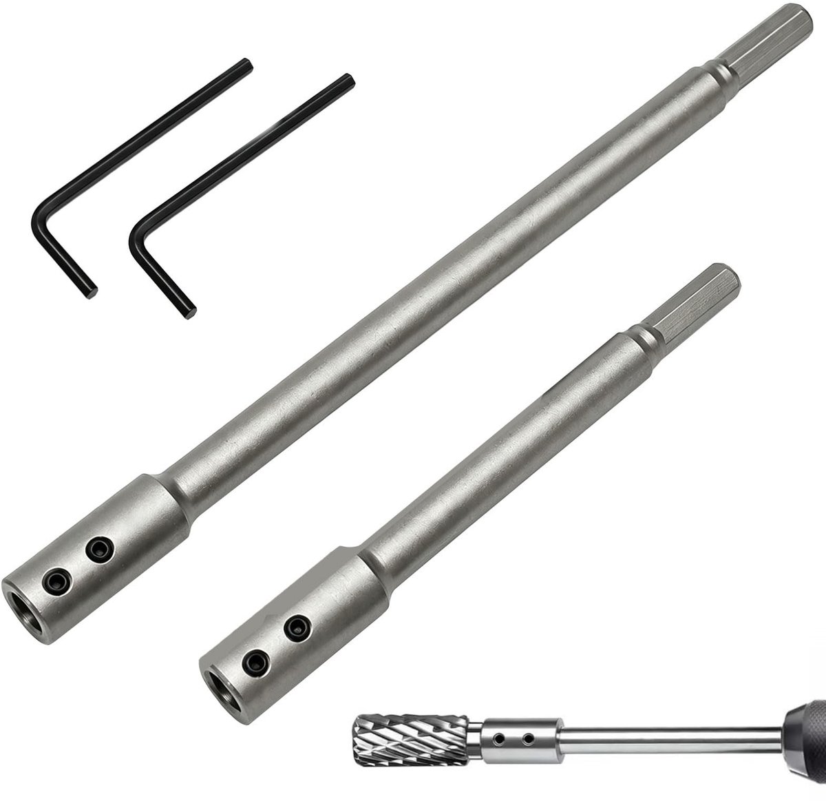 Solidchoice - Set van 2 Extra Lange Boorverlengingen voor Forstnerboren
