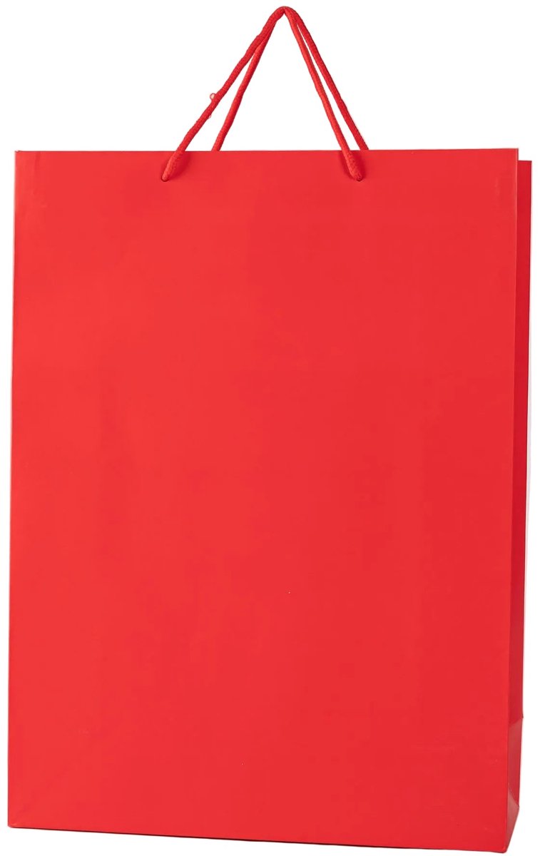 24x Luxe Papieren Koordtassen Rood – 31x42x12 cm – Stevige Cadeautassen & Verpakkingstassen