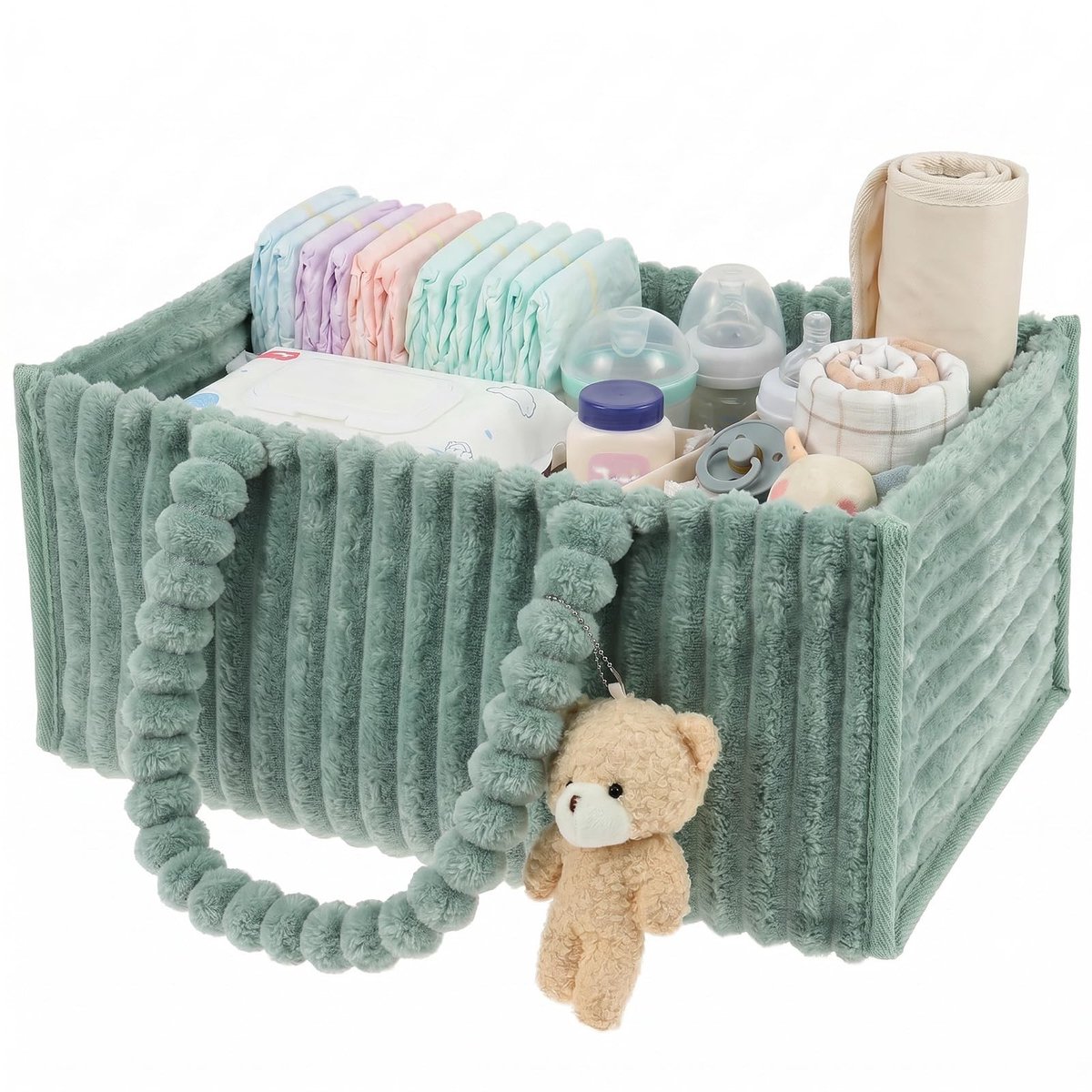 Solidchoice - Pluche Luier Caddy Organizer voor Babyspullen (Groen)