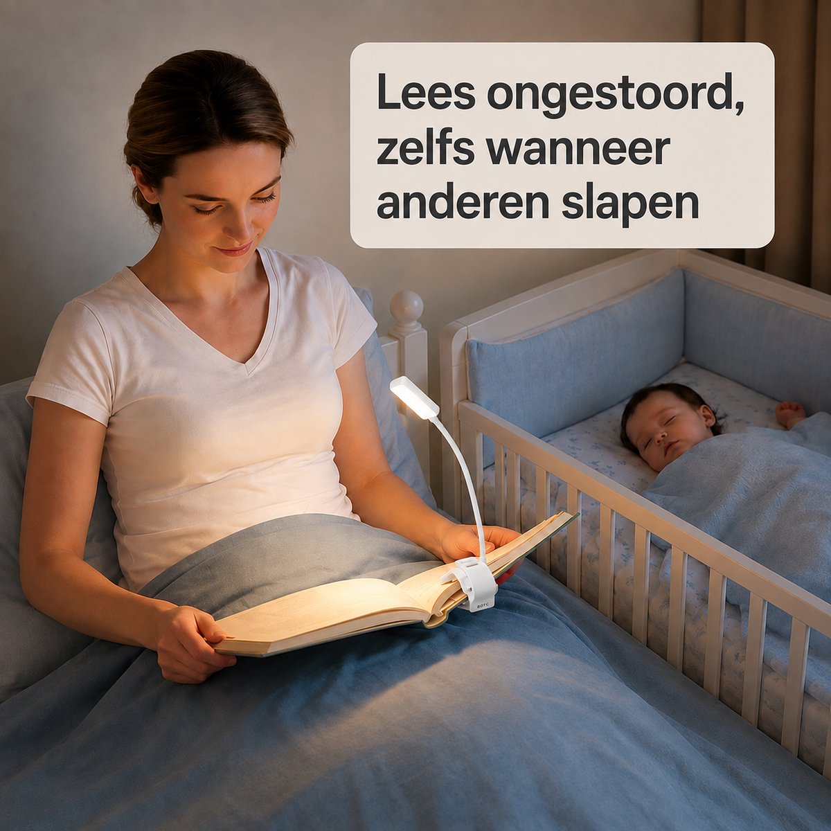 BOTC LED Leeslampje voor boek - 3 Lichtstanden & Oplaadbaar - Boeklampje - Klemlamp - Verstelbaar - USB Oplaadbaar - Wit — cadeau in Gadgets - foto 2