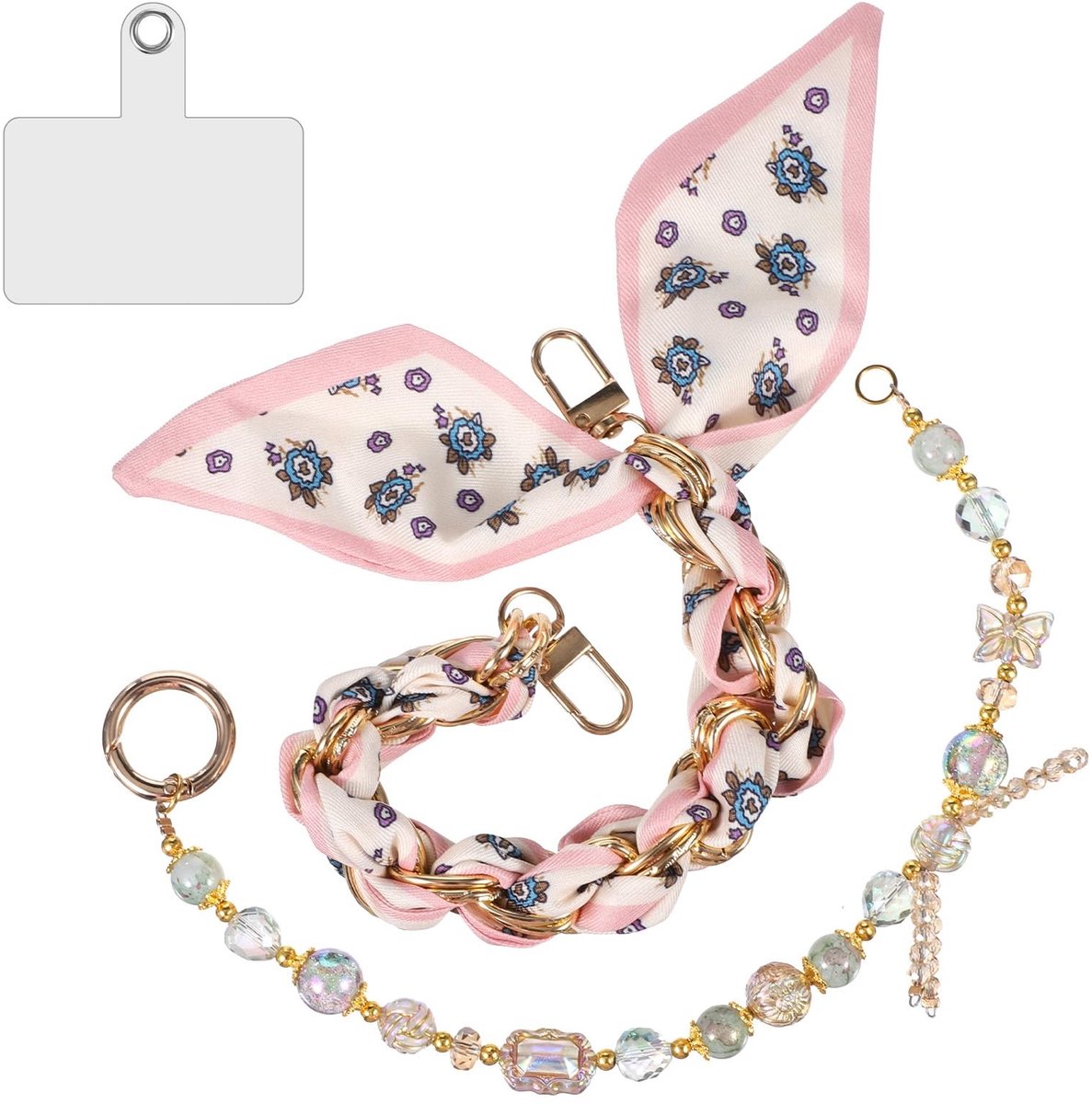 Solidchoice - Set van 2 Beaded Telefoon Kettingen met Crystal